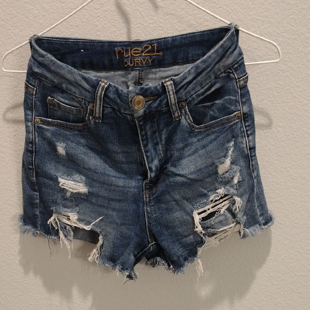 Rue21 Blue Distressed Jean Shorts